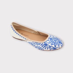 Blue embroidered comfortable flats
